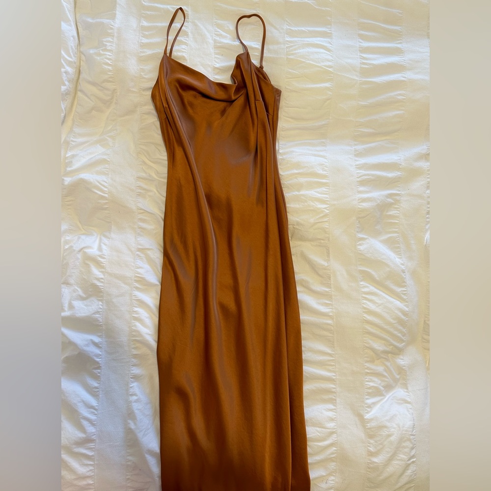 Express Burnt Orange Satin Midi